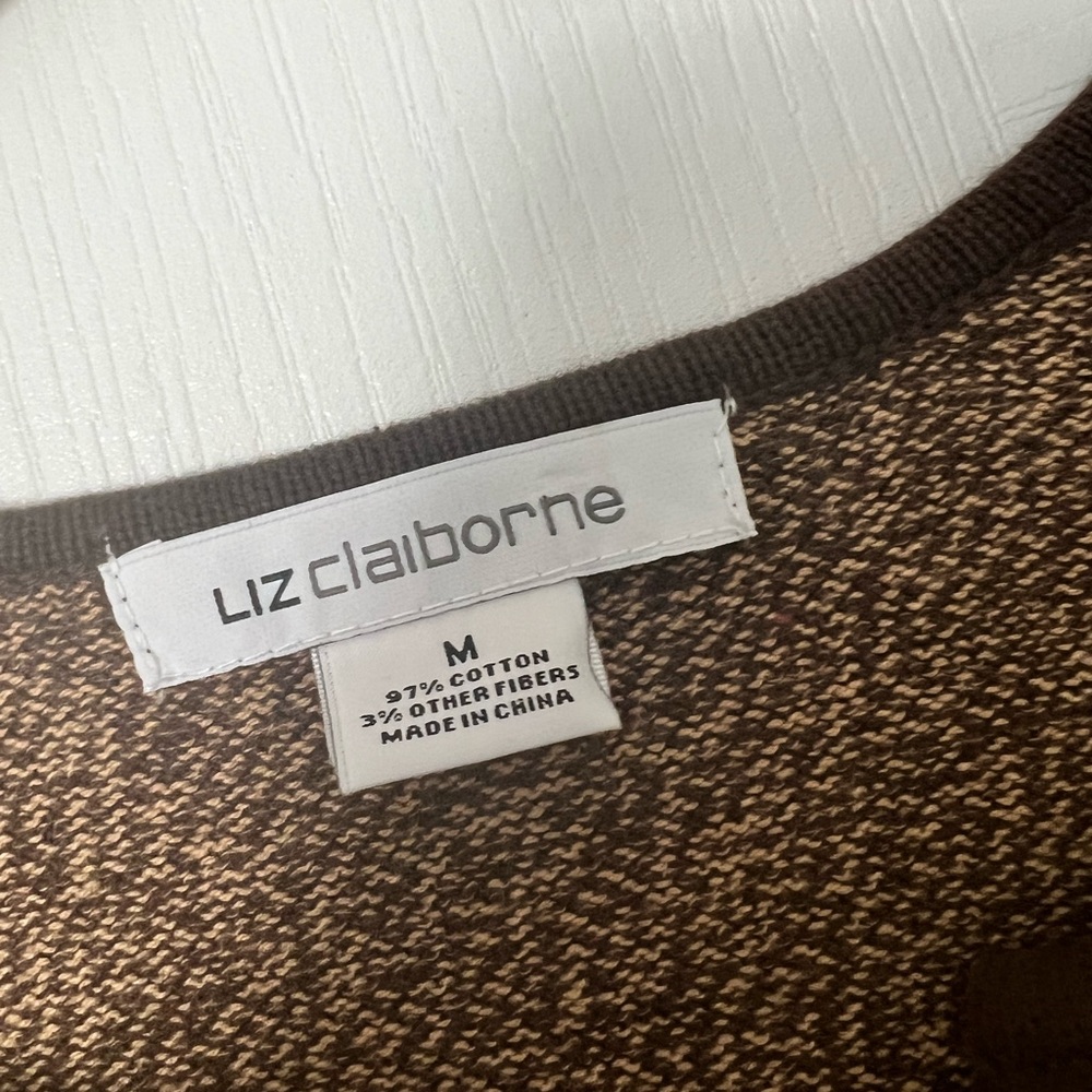 Liz Claiborne | brown stripe button sweater - M - Picture 7 of 8